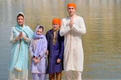 Canadian Prime Minister Justin Trudeau along with his family members at the Golden Temple in Amritsar on Wednesday. 