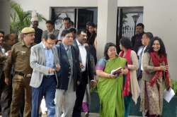 IAS Association Secretary Manisha Saxena, along with other IAS officers, exits after meeting Lt Governor Anil Baijal over alleged manhandling of Delhi chief secretary Anshu Prakash by an AAP MLA, in New Delhi on Tuesday. 