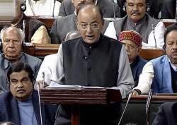 Arun Jaitley presents the Union Budget at Parliament in New Delhi on Thursday