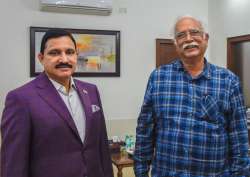 TDP leaders YS Chowdary and Ashok Gajapathi Raju after addressing a press at the former's residence in New Delhi on Thursday.