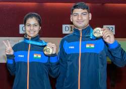 Manu Bhaker Om Prakash Mitharval ISSF World Cup