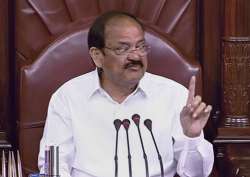 Rajya Sabha Chairperson M Venkaiah Naidu speaks in Rajya Sabha during the second phase of Budget Session, at Parliament House in New Delhi on Friday. 