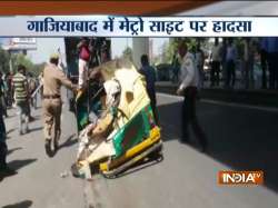 Ghaziabad: Four injured after steel girder from under-construction metro station falls on auto