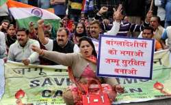 Political leaders protesting over the settlement of Rohingyas and Bangladeshis in Jammu - File photo