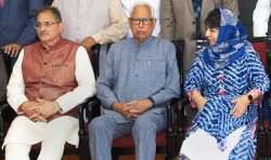 Jammu: Jammu & Kashmir Governor NN Vohra, Chief Minister Mehbooba Mufti and Dy Chief Minister Kavind