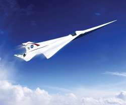  An artist’s concept of a possible Low Boom Flight Demonstration Quiet Supersonic Transport (QueSST) X-plane design.