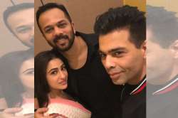 Sara Ali Khan, Karan Johar and Rohit Shetty