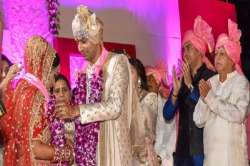 Tej Pratap tied nuptial knot with Aishwarya Rai, daughter of RJD MLA and former minister Chandrika Rai in Patna.