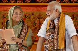 PM Modi speaks with his Bangladeshi counterpart Sheikh Hasina during the annual convocation of Visva Bharati University, in Birbhum.
?