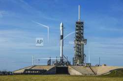 This photo provided by SpaceX shows a Falcon 9 at Kennedy Space Center in Cape Canaveral on Thursday, May 10, 2018.