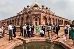 US envoy to the UN Nikky Haley talks to the media during a visit to Humayun's Tomb, in New Delhi, on Wednesday.
 
 