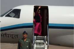 External Affairs Minister Sushma Swaraj on Saturday left for South Africa on a five-day visit