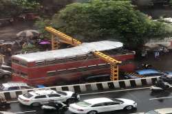 A BEST double decker bus crashed into an overhead railing near Kalina University near Mumbai's Santacruz area on Tuesday.