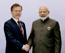 Indian Prime Minister Narendra Modi with South Korean President Moon Jae-in.
?