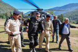 Stranded tourists being brought to Kullu after they were rescued by the Indian Air Force from snow-bound Lahaul & Spiti district of Himachal Pradesh.