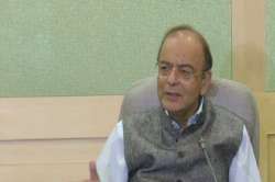 Finance Minister Arun Jaitley addresses the GST council meeting via video conferencing at North Block, in New Delhi.