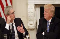 US President Donald Trump with Apple CEO Tim Cook.