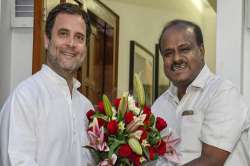 Congress president Rahul Gandhi with Karnataka CM HD Kumaraswamy