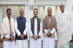 Rahul Gandhi with??T S Singh Deo, Tamradhwaj Sahu, Bhupesh Baghel and Charan Das Mahant.