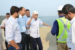 Ailing Goa CM Manohar Parrikar makes rare public appearance, inspects 2 bridges