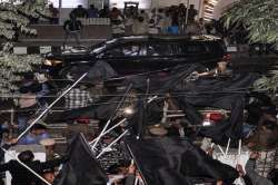  
AASU activists show black flag to Prime Minister Narendra Modi in criticism of the Citizenship Amendment Bill, in Guwahati, on Friday.