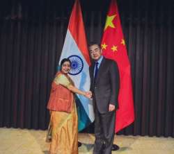 Sushma Swaraj with Wang Yi