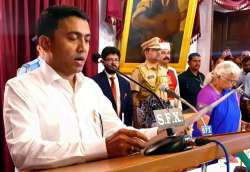 Pramod Sawant while taking oath to office at 01:50 am on Tuesday