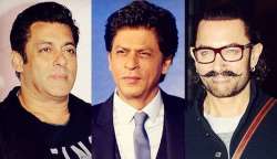 Salman khan, shah rukh khan, aamir khan at mannat