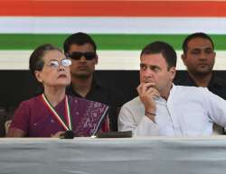 Congress President Rahul Gandhi and senior party leader Sonia Gandhi during the release of party's manifesto for the upcoming Lok Sabha polls 2019, in New Delhi