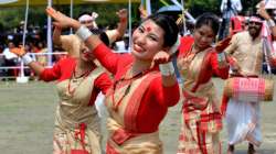 Dancers performing Bihu Dance on the occasion of the Rongali Bihu festival (Assamese New Year) (Representational image)