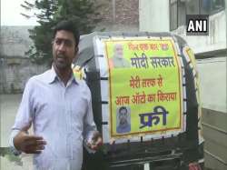 Auto driver Jamuna Prasad is giving free rides till  Modi is sworn-in as prime minister on May 30.