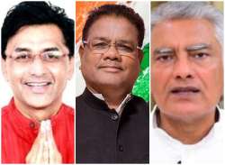 Jharkhand Congress chief Ajoy Kumar, Assam Congress unit chief Ripun Bora, Punjab Congress chief Sunil Jhakar(L-R)