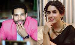 sanya malhotra siddhant chaturvedi men in black