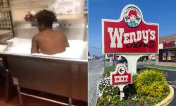 wendy restaurant worker baths in kitchen sink