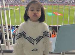 MS Dhoni’s daughter Ziva pouts and cheers for team India during ICC World Cup match against South Af