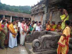 Karnataka minister and Congress leader DK Shivakumar offered special 'Pooja' at Sri Rishya Shringeshwara temple in Chikkamagaluru.