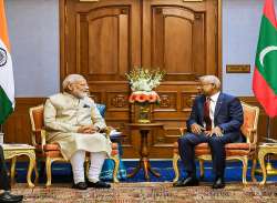 Prime Minister Narendra Modi with President of Maldives Ibrahim Mohamed Solih at Male, in Maldives