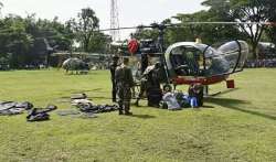 Army helicopter on flood rescue operation makes emergency landing