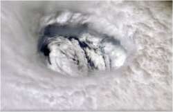  NASA shows the eye of Hurricane Dorian shown from the International Space Station.