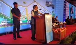 Nitin Gadkari addresses a SIAM annual conference in New Delhi. 