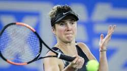 Elina Svitolina of Ukraine returns a shot during the match against Alison Riske of USA on Day 5 of 2019 Dongfeng Motor Wuhan Open at Optics Valley International Tennis Center on September 26, 2019 in Wuhan, China