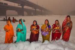 Toxic foam engulfs Yamuna in Delhi.