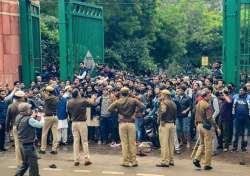 Jamia students protest outside varsity campus against CAA