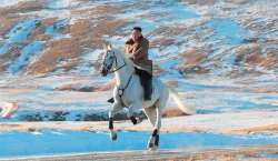 Kim Jong-un rides to sacred mountain on white horse