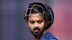 Lokesh Rahul of India during a net session at Old Trafford on July 08, 2019 in Manchester, England