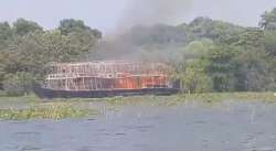 Houseboat catches fire in Kerala, 13 tourists escape unhurt