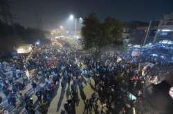 Protestors participate in a demonstration against Citizenship (Amendment) Act and NRC at Shaheen Bagh in New Delhi.