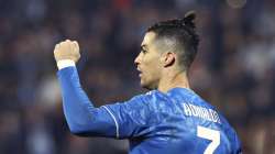 Juventus' Cristiano Ronaldo celebrates scoring his side's first goal, during an Italian Serie A soccer match between Spal and Juventus at the Paolo Mazza stadium in Ferrara, Italy