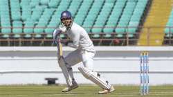 Saurashtra batsman Arpit Vasavada plays a shot during Ranji Trophy final match against team Bengal, in Rajkot, Monday, March 9