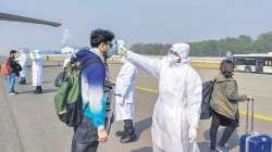 Passengers being screened in New Delhi on their arrival at the airport (file photo)